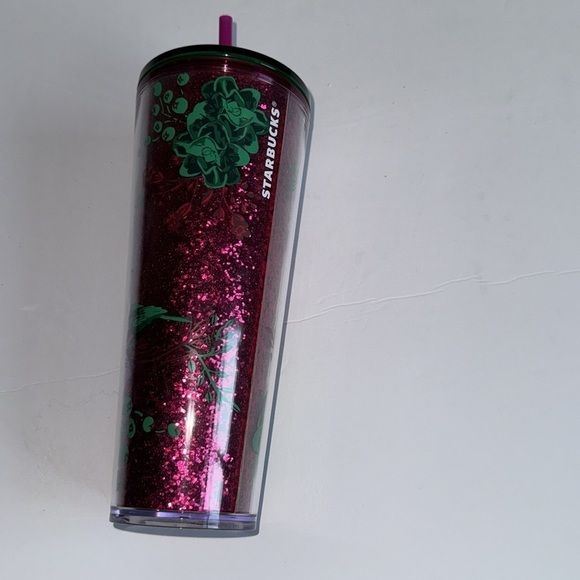Starbucks Christmas Holiday 2022 Flowers Glitter 24 oz Cold Cup Tumbler *new - Picture 8 of 8